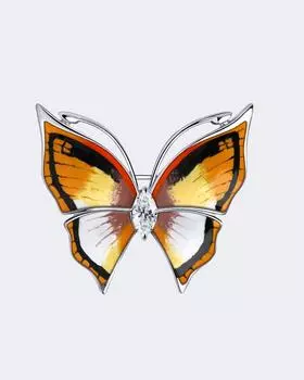 Брошь-бабочка из серебра с эмалью Sokolov