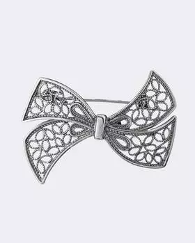 Брошь-бант из оксидированного серебра