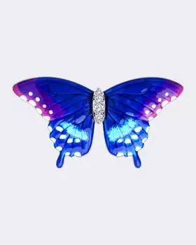 Брошь из серебра с эмалью и фианитами Sokolov