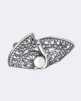 Брошь серебряная с жемчугом