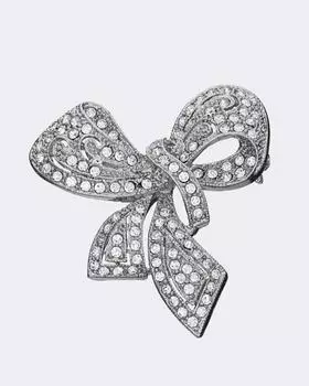 Брошь в форме банта, цвет серебро