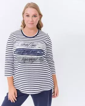 Футболка, р. 60, цвет молочный/темно-синий