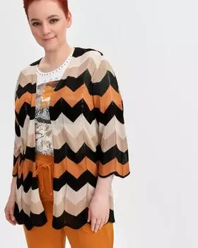 Кардиган, р. 52, цвет черный/мультиколор