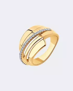 Кольцо фантазийное с дорожкой фианитов Diamant