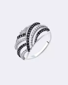 Кольцо фантазийное со вставками из черных фианитов Diamant