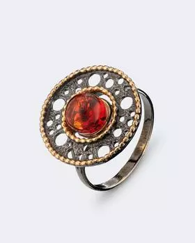 Кольцо круглое с янтарем Ages of Amber
