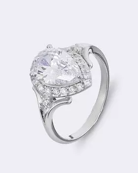 Кольцо с каплевидным фианитом