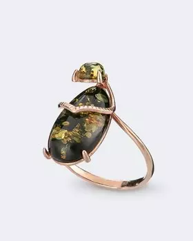 Кольцо с янтарем каплевидной формы Ages of Amber
