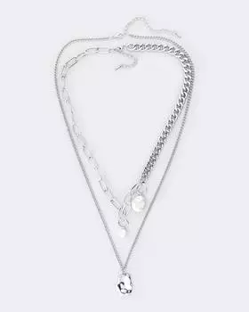 Колье-цепь двойное с жемчугом Selena