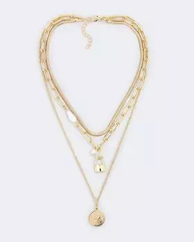 Колье-цепь тройное с подвесками Selena