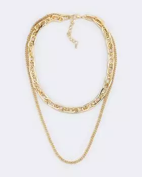 Колье двойное из цепей с разным плетением Selena