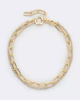 Колье двойное со звеньями прямоугольной формы Selena