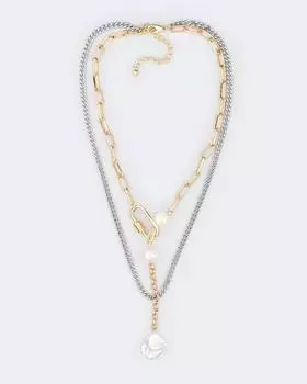 Колье комбинированное с цепями разного цвета Selena