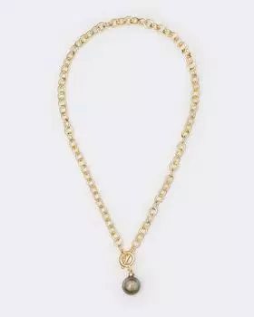 Колье позолоченное с соколиным глазом Selena