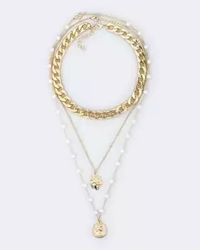 Колье тройное с крупной цепью Selena