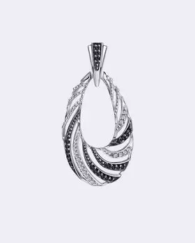 Подвеска фантазийная со вставками из черных фианитов Diamant