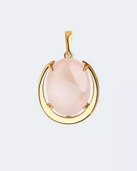 Подвеска из серебра с позолотой и розовым кварцем Diamant