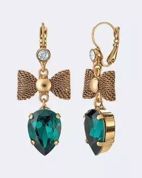 Серьги-банты с темно-зеленым кристаллом Claudio Canzian