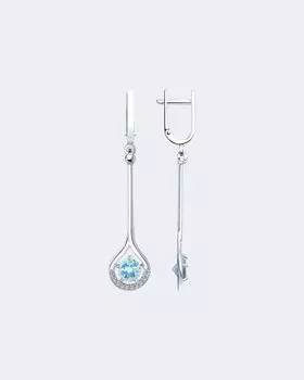 Серьги-дропы с топазом и фианитами Diamant