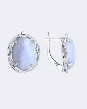 Серьги из серебра с голубым агатом Diamant