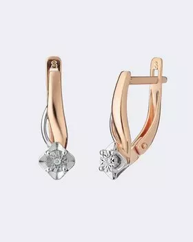 Серьги классические из серебра с позолотой Diamant