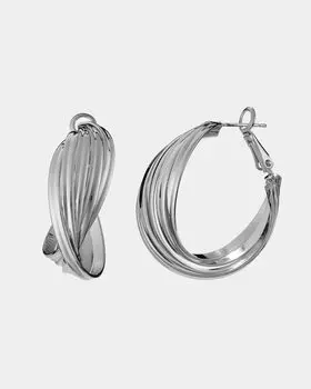 Серьги-конго с проволочным плетением, цвет родирование