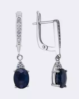 Серьги подвесные с сапфиром