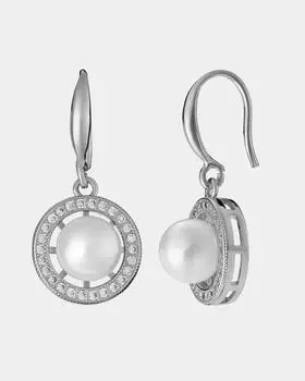 Серьги подвесные с жемчугом, цвет родирование