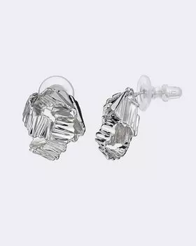 Серьги-пусеты с фактурной выделкой металла, цвет серебро