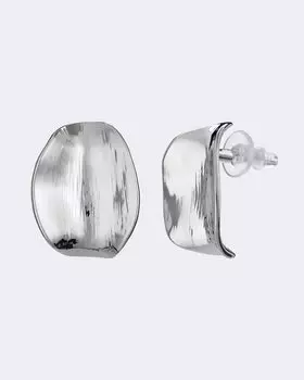 Серьги-пусеты с фактурной выделкой металла, цвет серебро