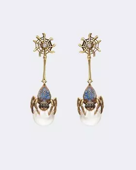 Серьги-пусеты с подвеской в форме паучка Fiore di Firenze