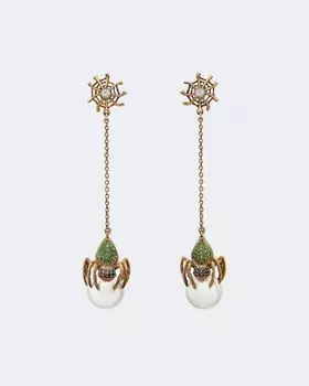Серьги-пусеты с подвеской в форме паучка Fiore di Firenze