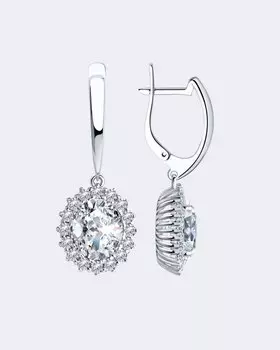 Серьги с крупным фианитом Diamant