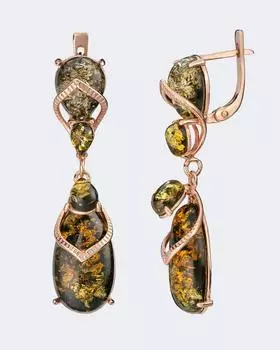 Серьги с янтарем каплевидной формы Ages of Amber