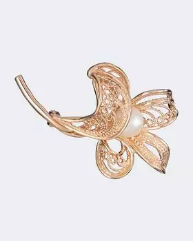 Серебряная брошь с позолотой