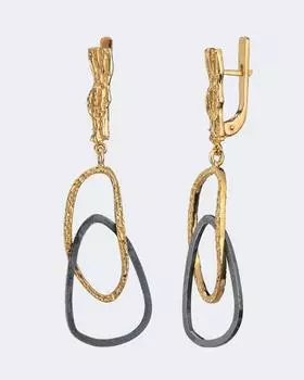 Серебряные серьги биколор из коллекции «Антик» Salto Gioielli Антик