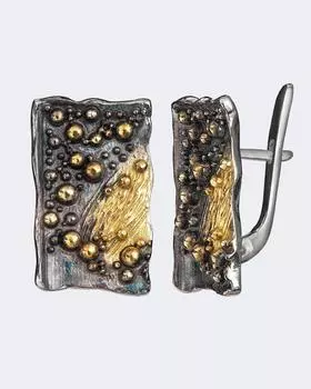 Серебряные серьги биколор из коллекции «Метаморфозы» Salto Gioielli Метаморфозы