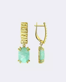 Серебряные серьги в позолоте с амазонитами Diamant