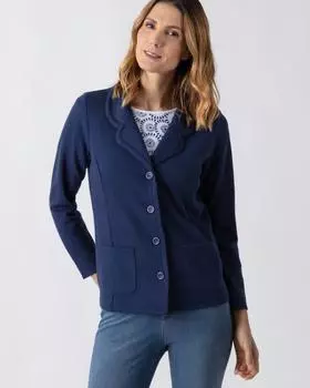 Сет: жакет и блузка, р. 56, цвет морской