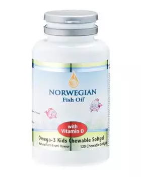 Жевательные капсулы «Омега-3» с витамином D, 120 шт. Norwegian Fish Oil