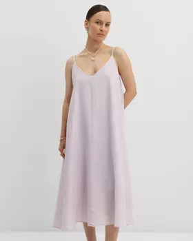 Льняное платье на бретельках