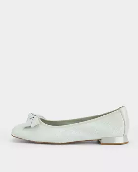 Балетки из кожи оленя с квадратной носочной частью и декором в виде банта