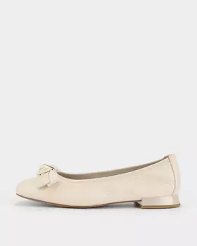Балетки из кожи оленя с квадратной носочной частью и декором в виде банта