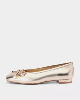 Балетки из натуральной кожи с декором – бантом