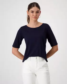 Базовая футболка прямого кроя из хлопка и модала