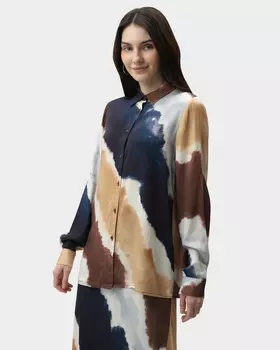 Блузка из мягкой вискозы с акварельным принтом