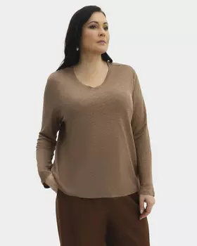 Блузка из натурального льна с аппликацией из стразов