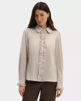 Блузка из сатина с декоративными оборками