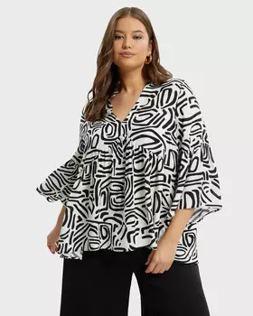 Блузка из вискозы с геометрическим принтом