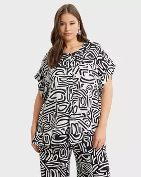 Блузка из вискозы с контрастным геометрическим принтом